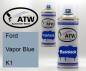 Preview: Ford, Vapor Blue, K1: 400ml Sprühdose + 400ml Klarlack - Set, von ATW Autoteile West.